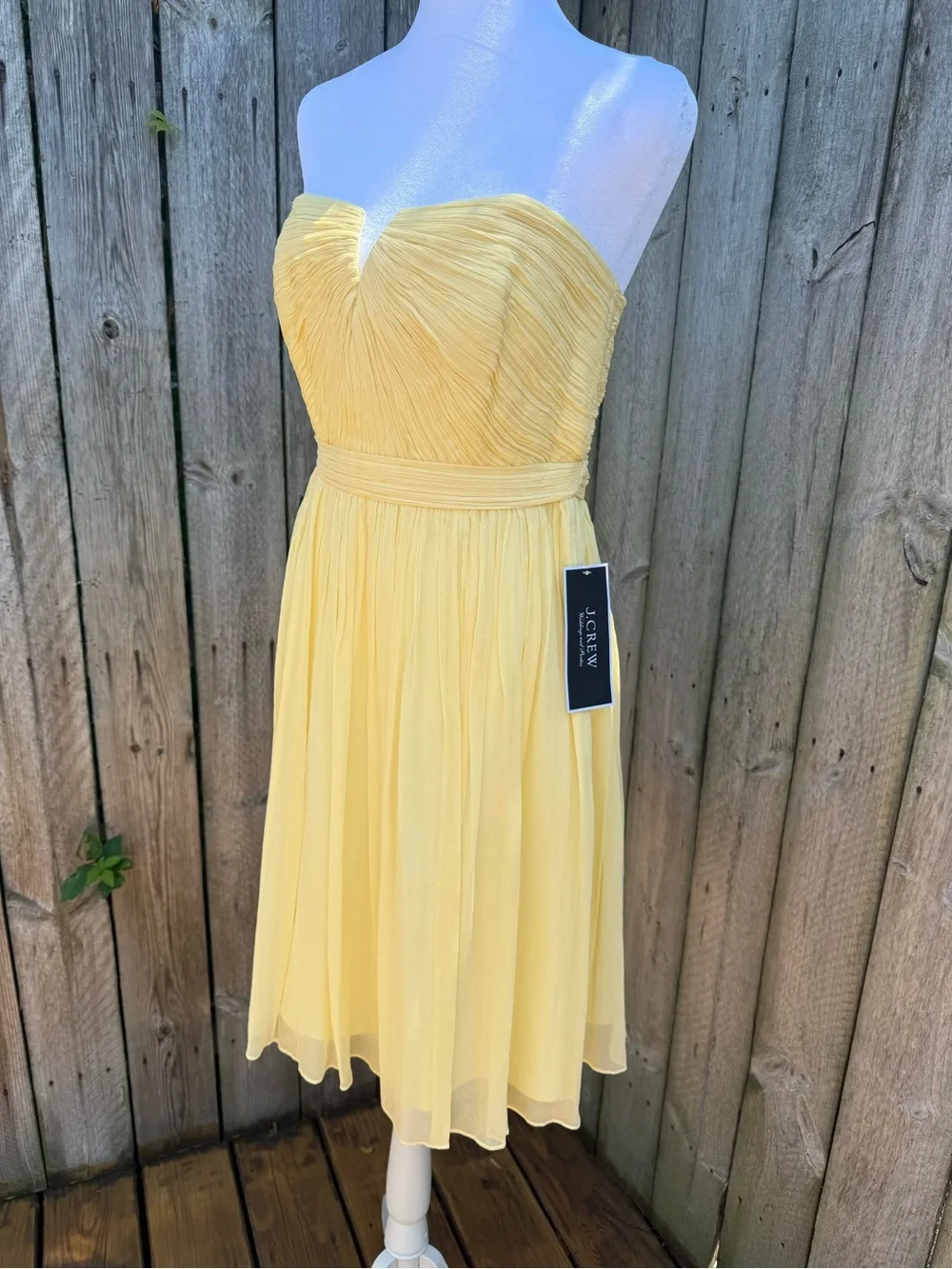 NWT J.Crew Nadia Silk Chiffon Strapless Pleated Dress Champagne Size 6
